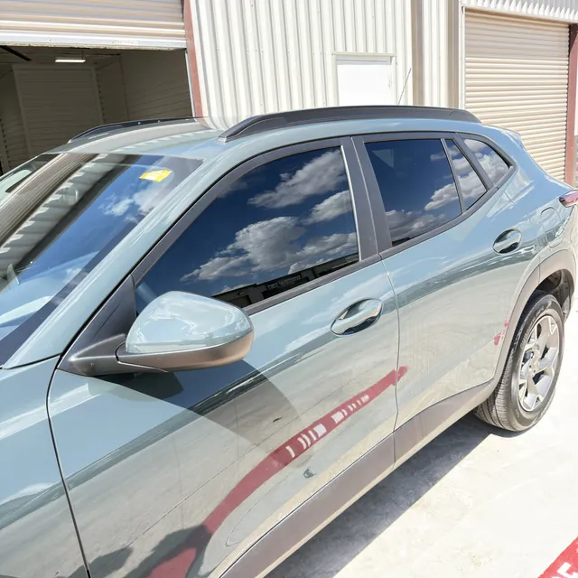 Blue SUV with professionally tinted windows
